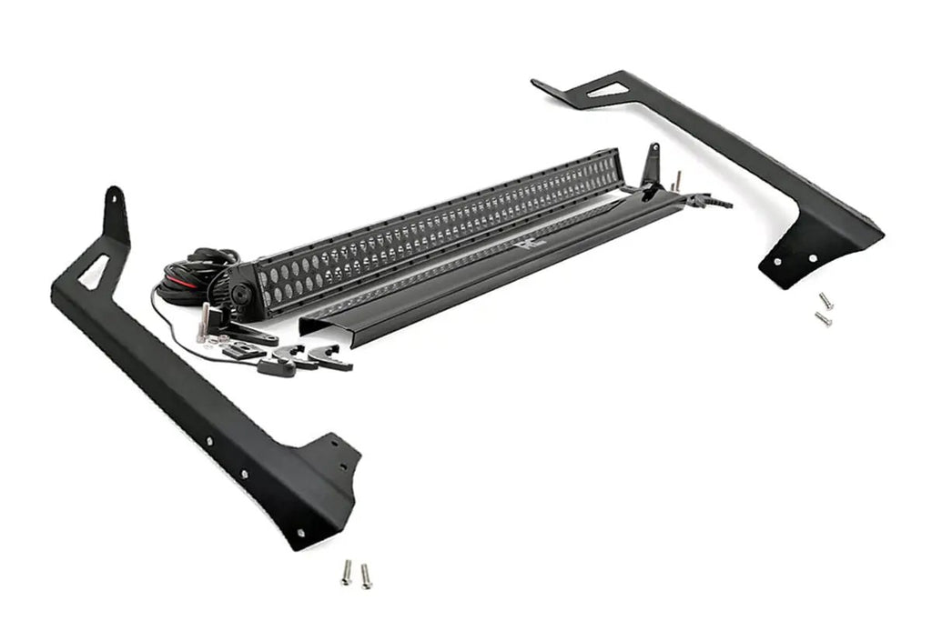 LED Light Kit | Windshield Mount | 50" Black Dual Row | Jeep Wrangler JK (07-18) by Rough Country