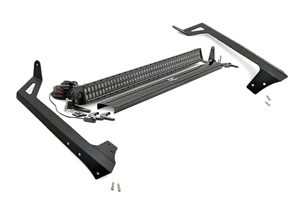 LED Light Kit | Windshield Mount | 50" Black Dual Row | Jeep Wrangler JK (07-18) by Rough Country