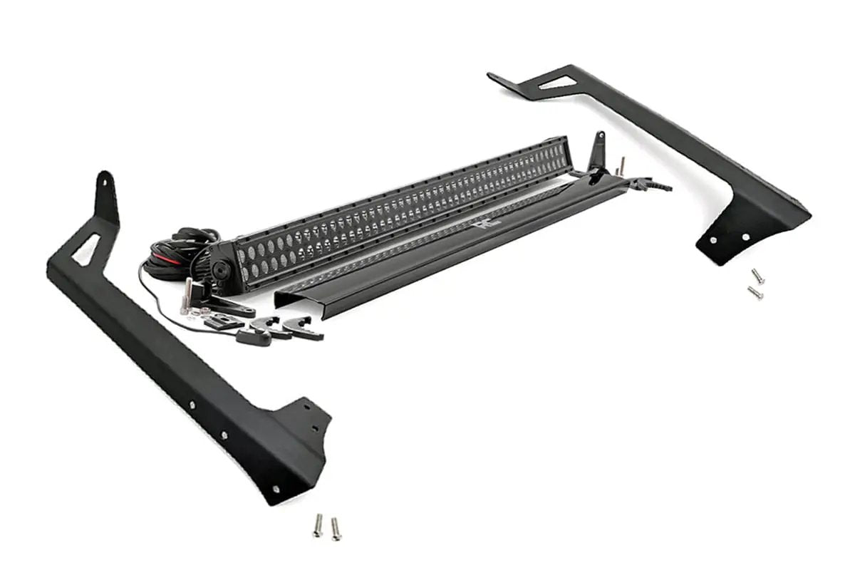 LED Light Kit | Windshield Mount | 50" Black Dual Row | Jeep Wrangler JK (07-18) by Rough Country