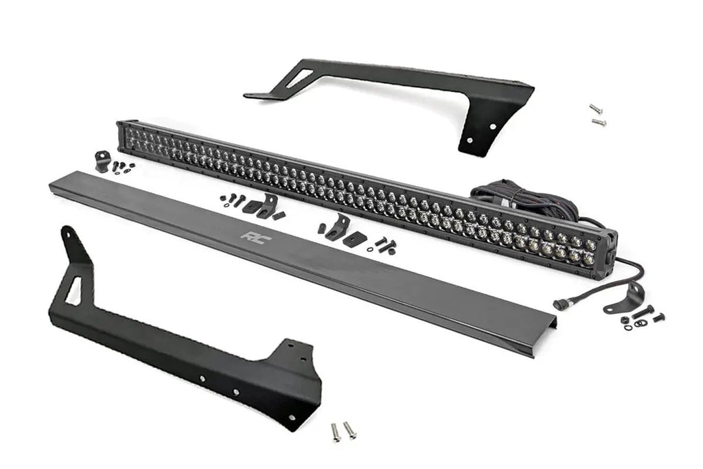 LED Light | Windshield Mnt | 50" Black Dual Row | White DRL | Jeep Wrangler JK (07-18) by Rough Country