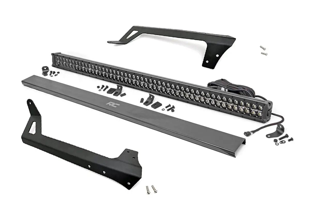 LED Light | Windshield Mnt | 50" Black Dual Row | White DRL | Jeep Wrangler JK (07-18) by Rough Country