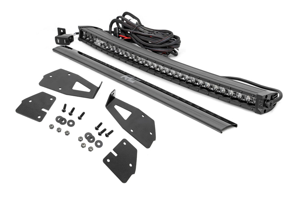 LED Light Kit | Grille Mount | 30" Black Single Row | White DRL | Ford Raptor (17-20) by Rough Country
