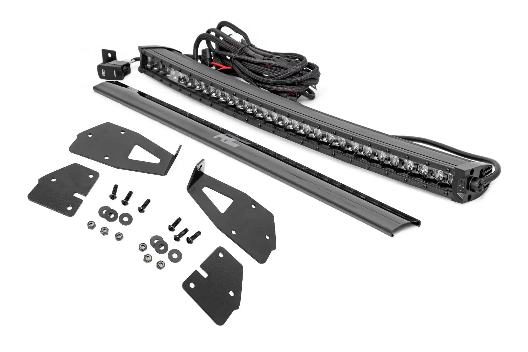 LED Light Kit | Grille Mount | 30" Black Single Row | White DRL | Ford Raptor (17-20) by Rough Country