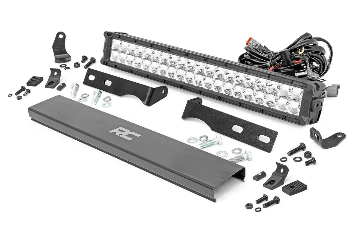 LED Light Kit | Bumper Mount | 20" Chrome Dual Row | Amber DRL | Jeep Grand Cherokee WK2 (11-20) by Rough Country