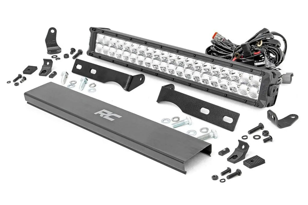 LED Light Kit | Bumper Mount | 20" Chrome Dual Row | Amber DRL | Jeep Grand Cherokee WK2 (11-20) by Rough Country