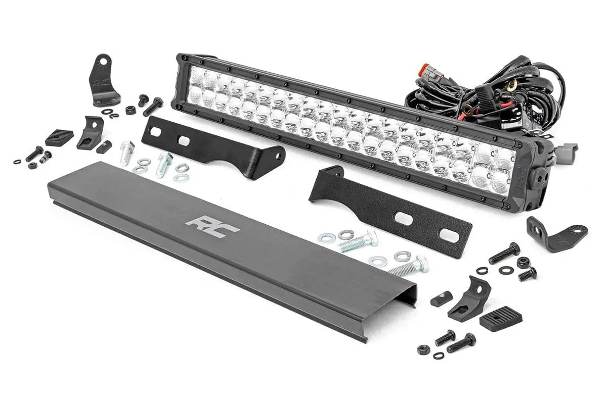LED Light Kit | Bumper Mount | 20" Chrome Dual Row | White DRL | Jeep Grand Cherokee WK2 (11-20) by Rough Country