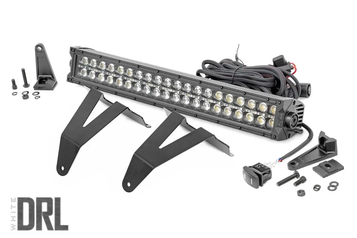 LED Light Kit | Bumper Mount | 20" Black Dual Row | White DRL | Ram 1500 (19-24) by Rough Country