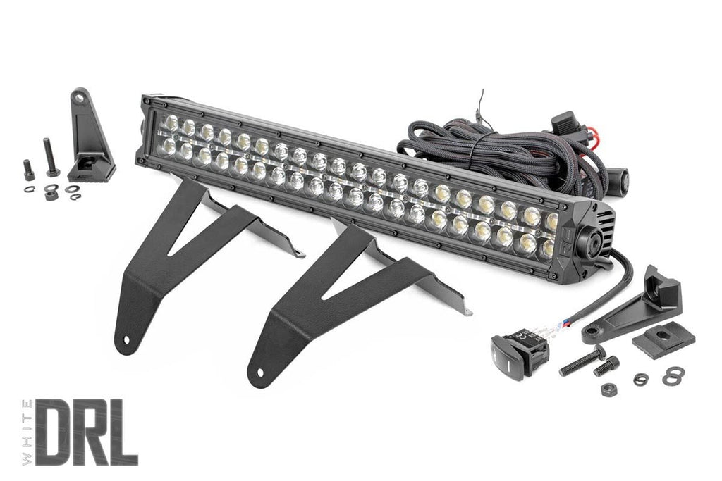 LED Light Kit | Bumper Mount | 20" Black Dual Row | White DRL | Ram 1500 (19-24) by Rough Country