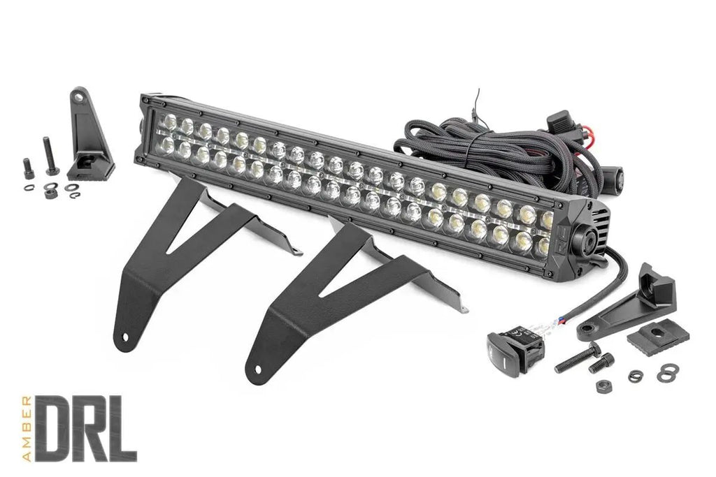 LED Light Kit | Bumper Mount | 20" Black Dual Row| Amber DRL | Ram 1500 (19-24) by Rough Country
