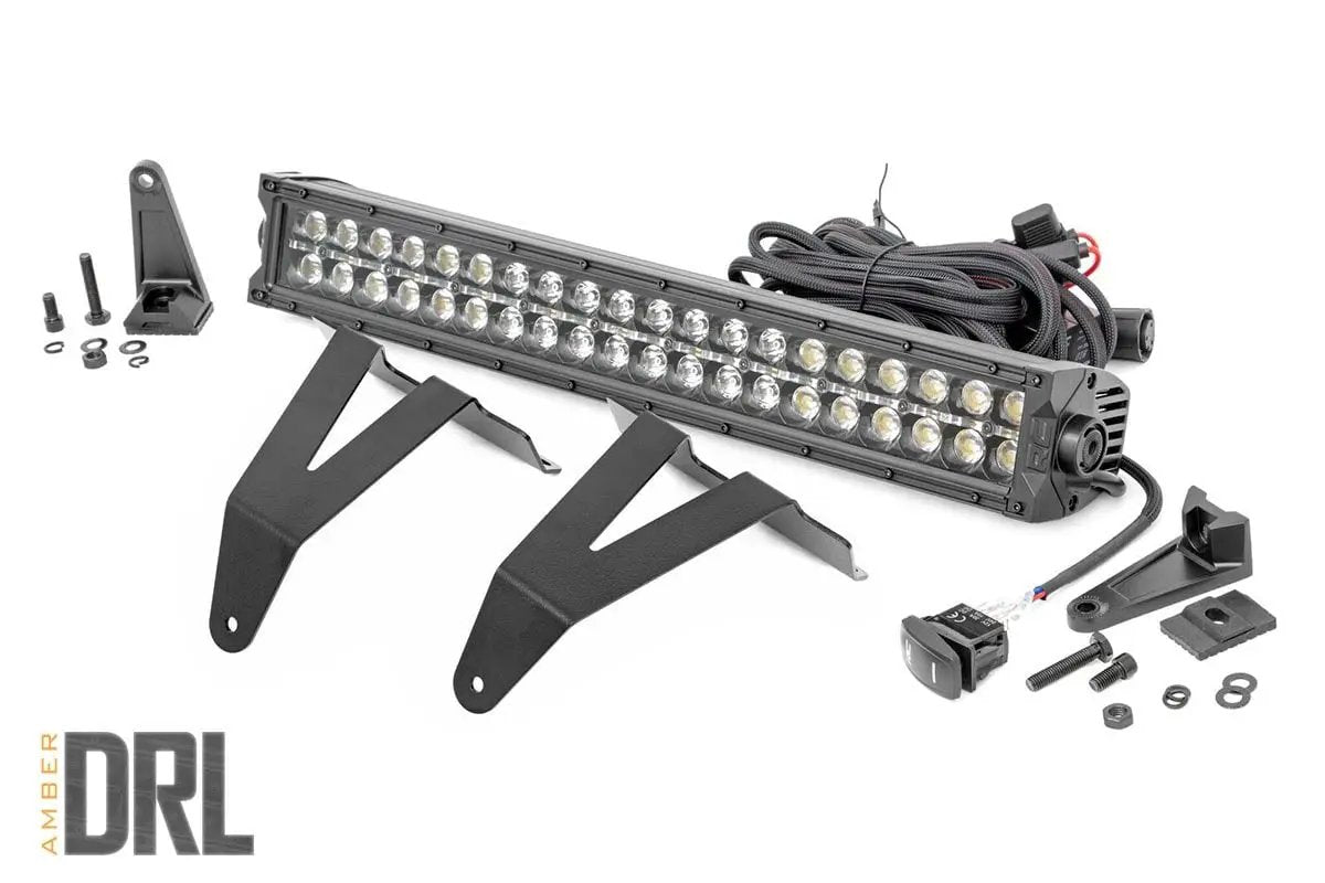 LED Light Kit | Bumper Mount | 20" Black Dual Row| Amber DRL | Ram 1500 (19-24) by Rough Country
