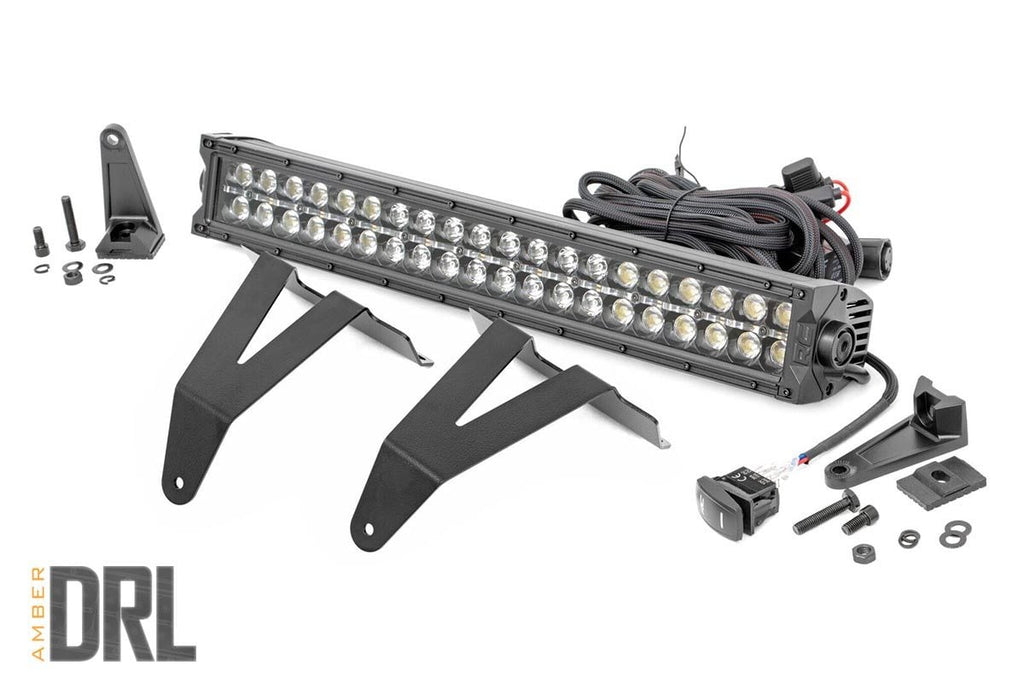 LED Light Kit | Bumper Mount | 20" Black Dual Row| Amber DRL | Ram 1500 (19-24) by Rough Country
