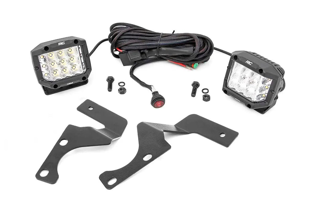 LED Light Kit | Ditch Mount | 3" Chrome Wide Angle Pair by Rough Country