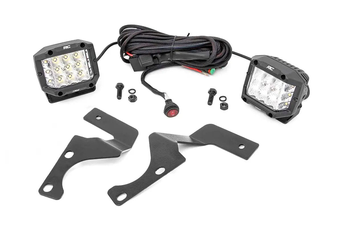 LED Light Kit | Ditch Mount | 3" Chrome Wide Angle Pair by Rough Country