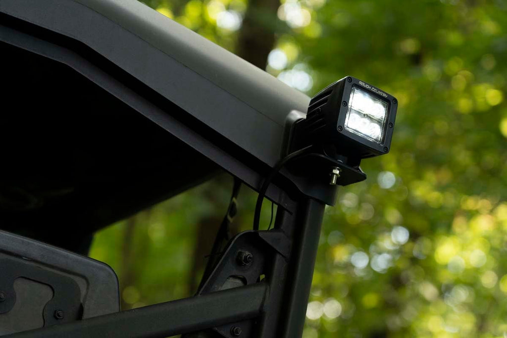 LED Light | Cab Mount | 2" Black Pair | Flood | Can-Am Defender HD 5/HD 8/HD 9/HD 10 by Rough Country
