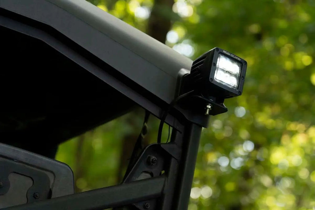 LED Light | Cab Mount | 2" Black Pair | Flood | Can-Am Defender HD 5/HD 8/HD 9/HD 10 by Rough Country