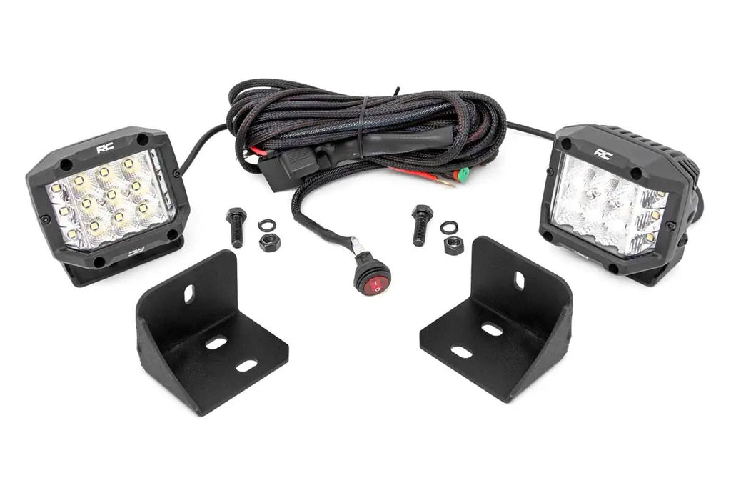 LED Light | Rear Cab Mount | 3" Chrome Pair | Wide Angle | Can-Am Defender HD 5/HD 8/HD 9/HD 10 by Rough Country