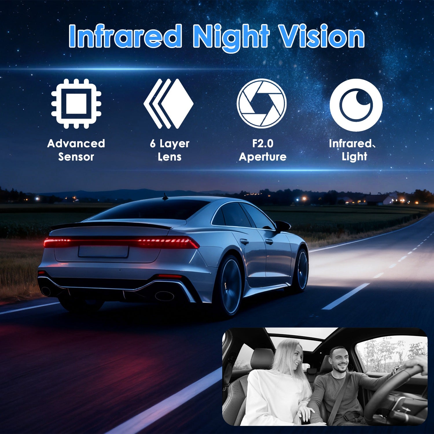 WiFi FHD 1080P 3 Channel Car Dash Cam Front Rear Inside With 32G MMC Card Motion Detection by Nino Auto Repair