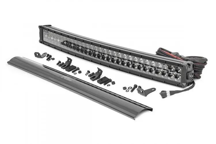 LED Light Kit | Bumper Mount | 30" Black Dual Row | White DRL | Toyota 4Runner (14-20) by Rough Country
