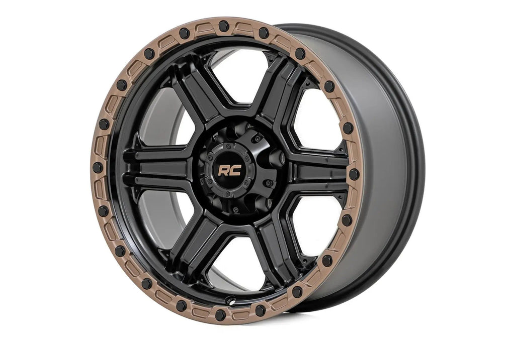 Rough Country 79 Series Wheel | One-Piece | Semi Gloss Black w/Bronze Ring | 18x9 | 6x135 | -12mm by Rough Country