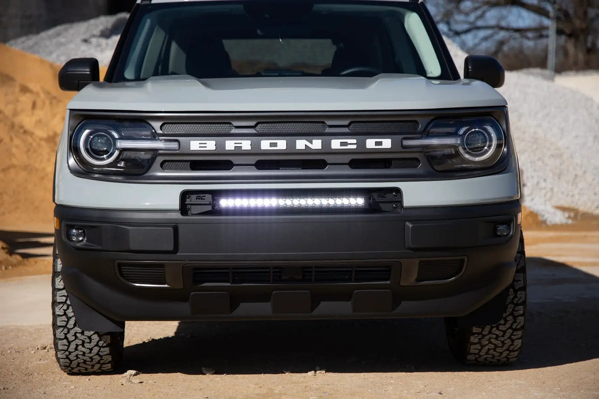 LED Light Kit | Bumper Mount | 20" Black Single Row | White DRL | Ford Bronco Sport (21-26) by Rough Country