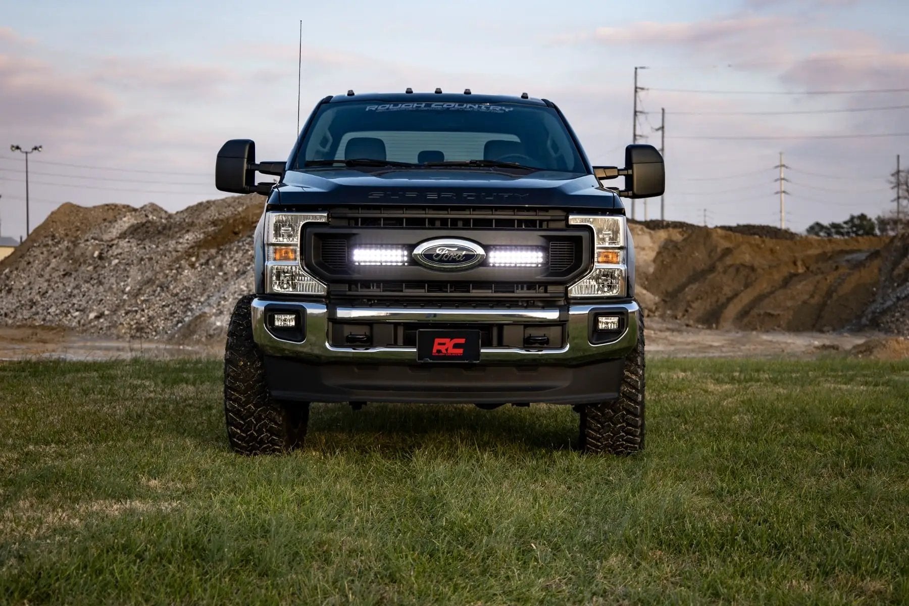 LED Light Kit | Grille Mount | 10 Inch Black | Slimline | Ford F-250 Super Duty (20-22) by Rough Country