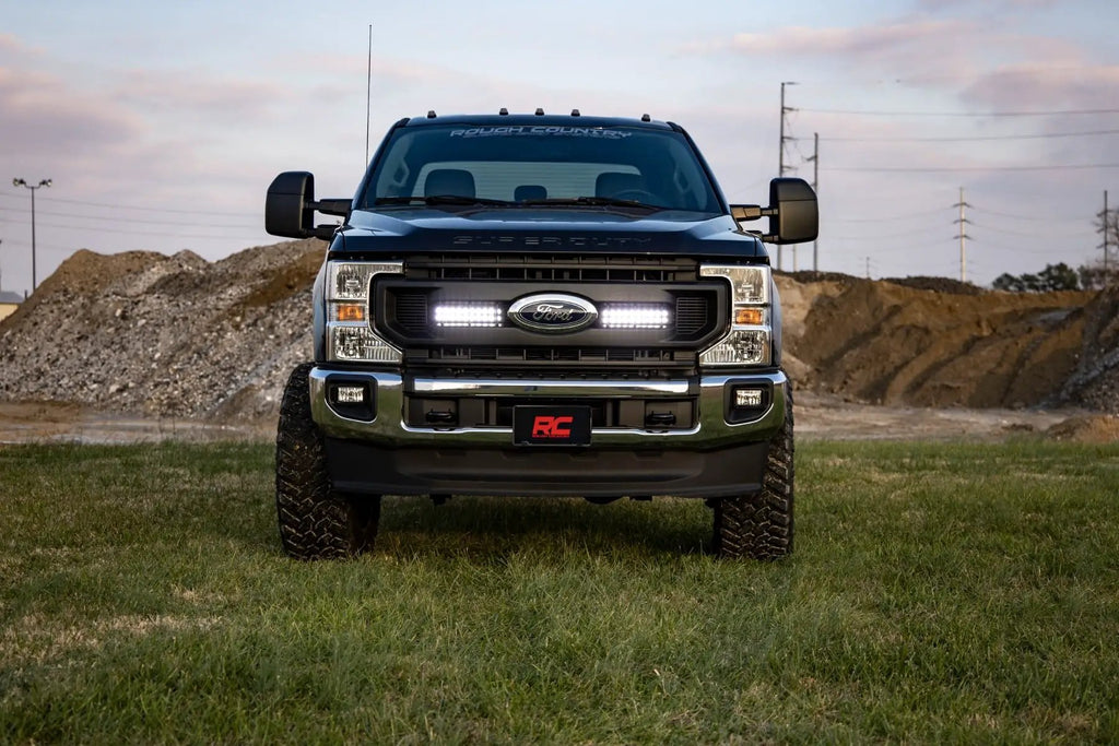 LED Light Kit | Grille Mount | 10 Inch Black | Slimline | Ford F-250 Super Duty (20-22) by Rough Country