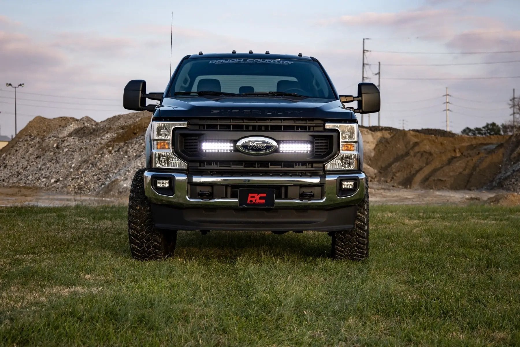 LED Light Kit | Grille Mount | 10 Inch Black | Slimline | Ford F-250 Super Duty (20-22) by Rough Country