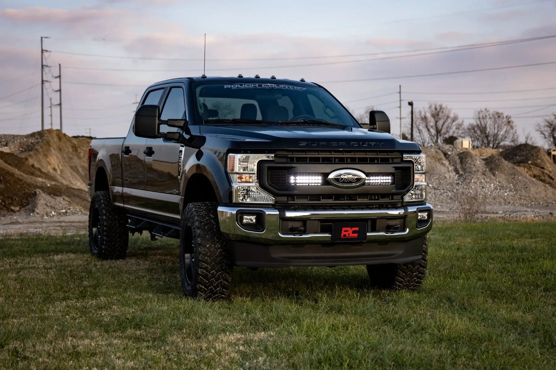LED Light Kit | Grille Mount | 10 Inch Black | Slimline | Ford F-250 Super Duty (20-22) by Rough Country