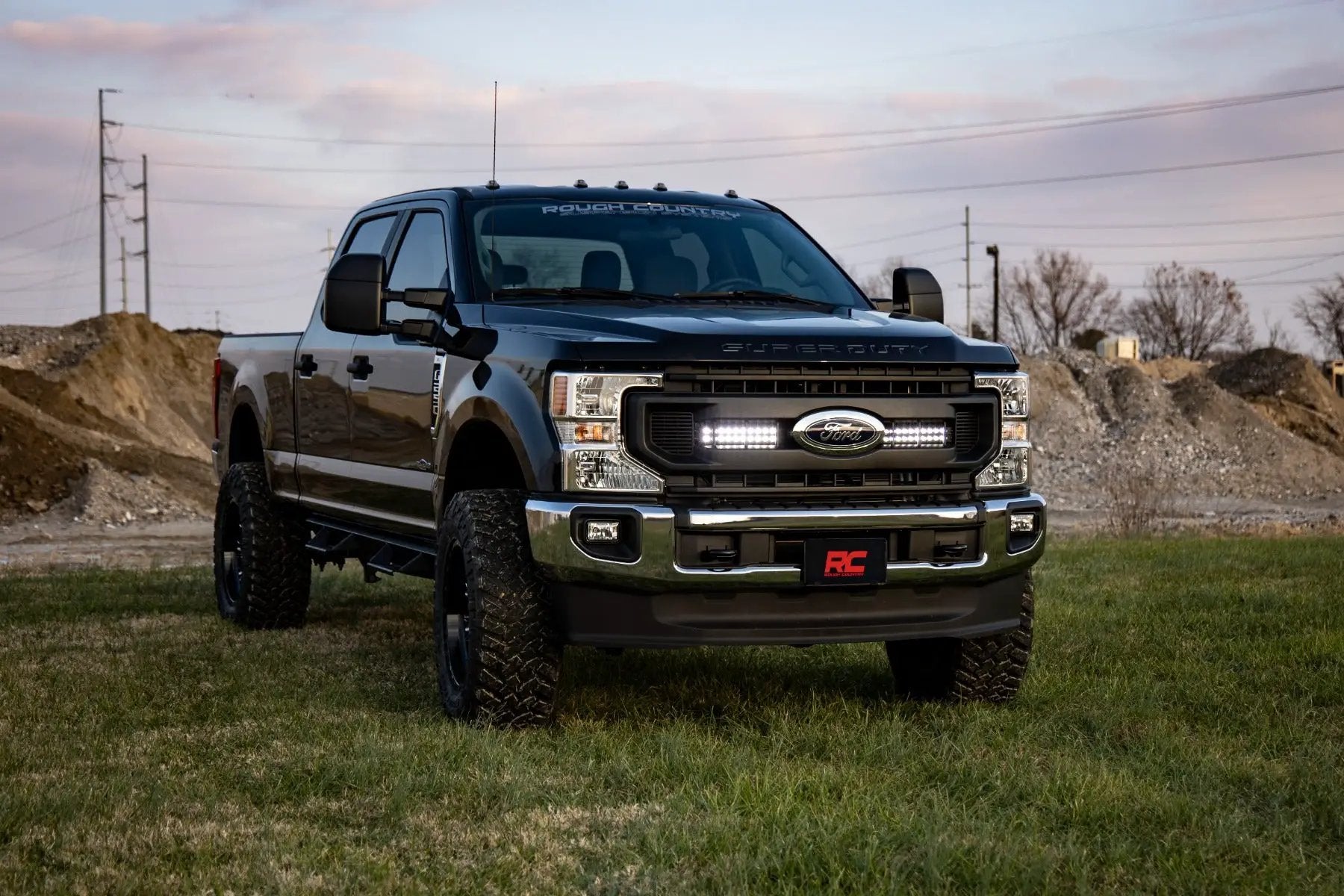 LED Light Kit | Grille Mount | 10 Inch Black | Slimline | Ford F-250 Super Duty (20-22) by Rough Country