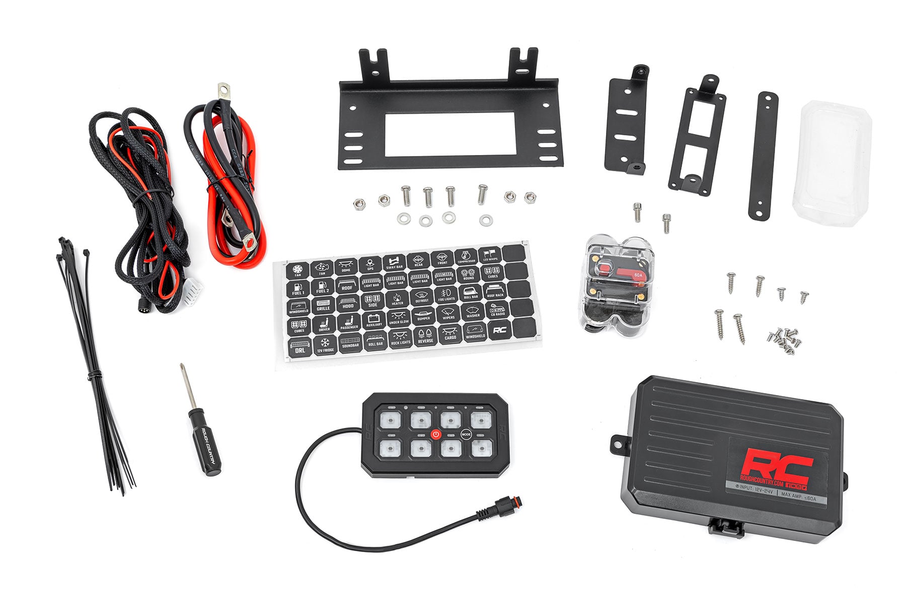 8 Gang Switch Panel | Bluetooth | RGB Backlit Buttons | Multifunction Modes by Rough Country