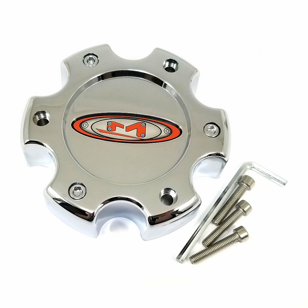MOTO CAP CHROME 6X135 - RED OVAL LOGO by Moto Metal