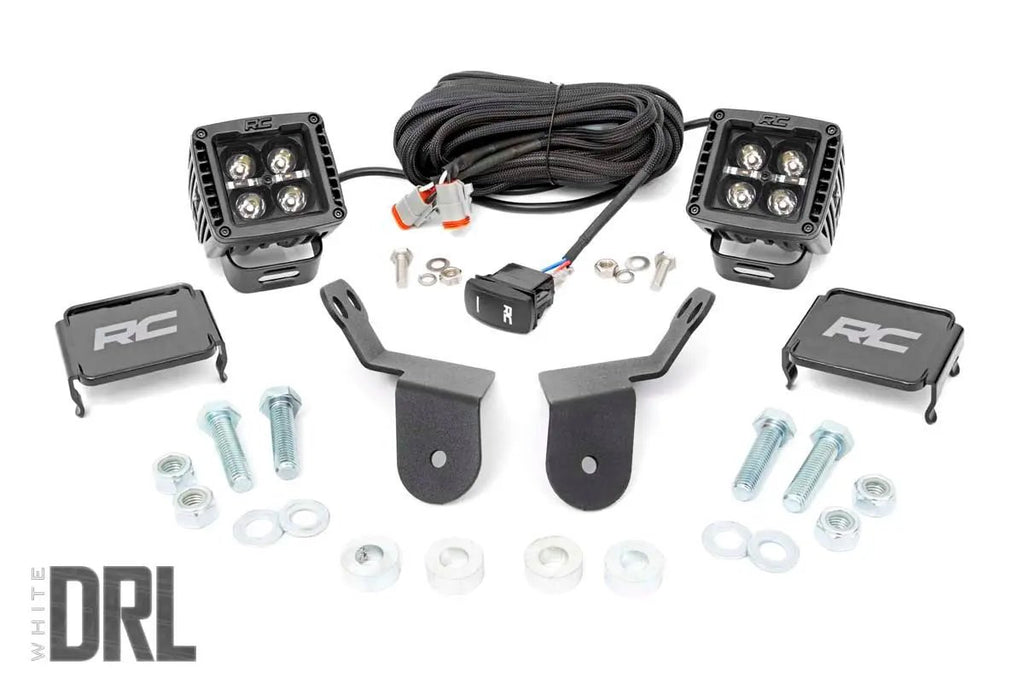 LED Light Kit | Cage Mount | 2" Black Pair | White DRL | Honda Pioneer 1000/Pioneer 1000-6 by Rough Country
