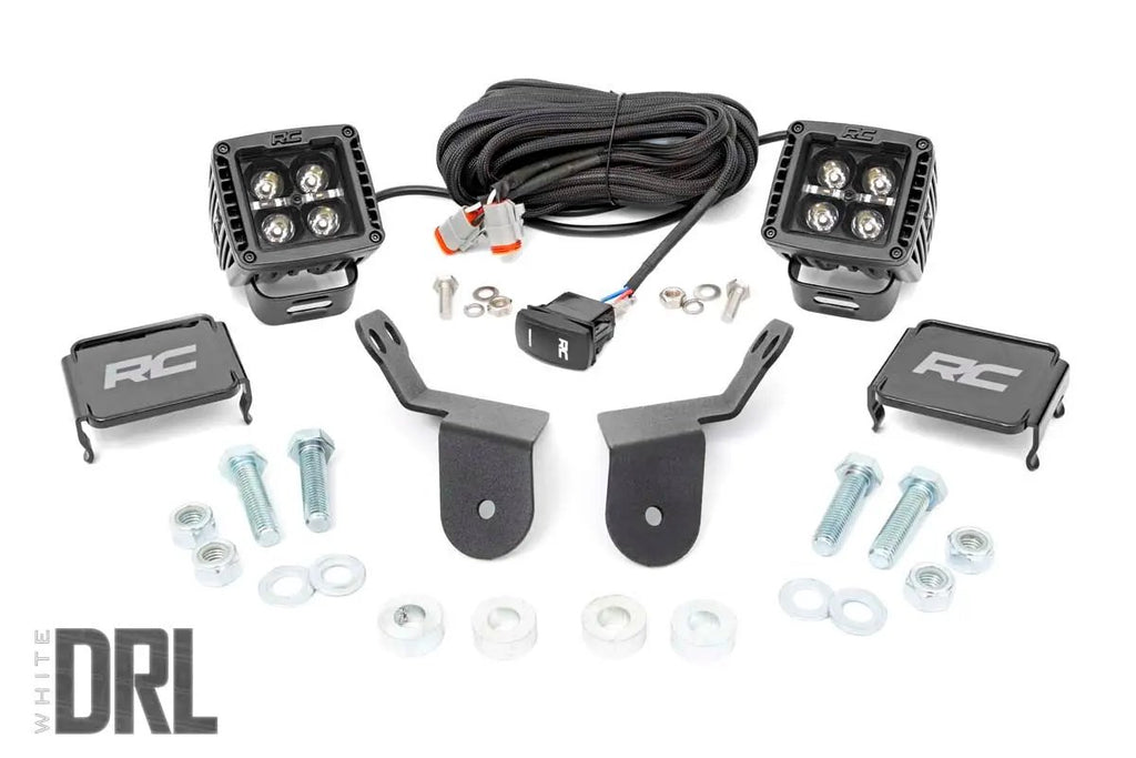 LED Light Kit | Cage Mount | 2" Black Pair | White DRL | Honda Pioneer 1000/Pioneer 1000-6 by Rough Country