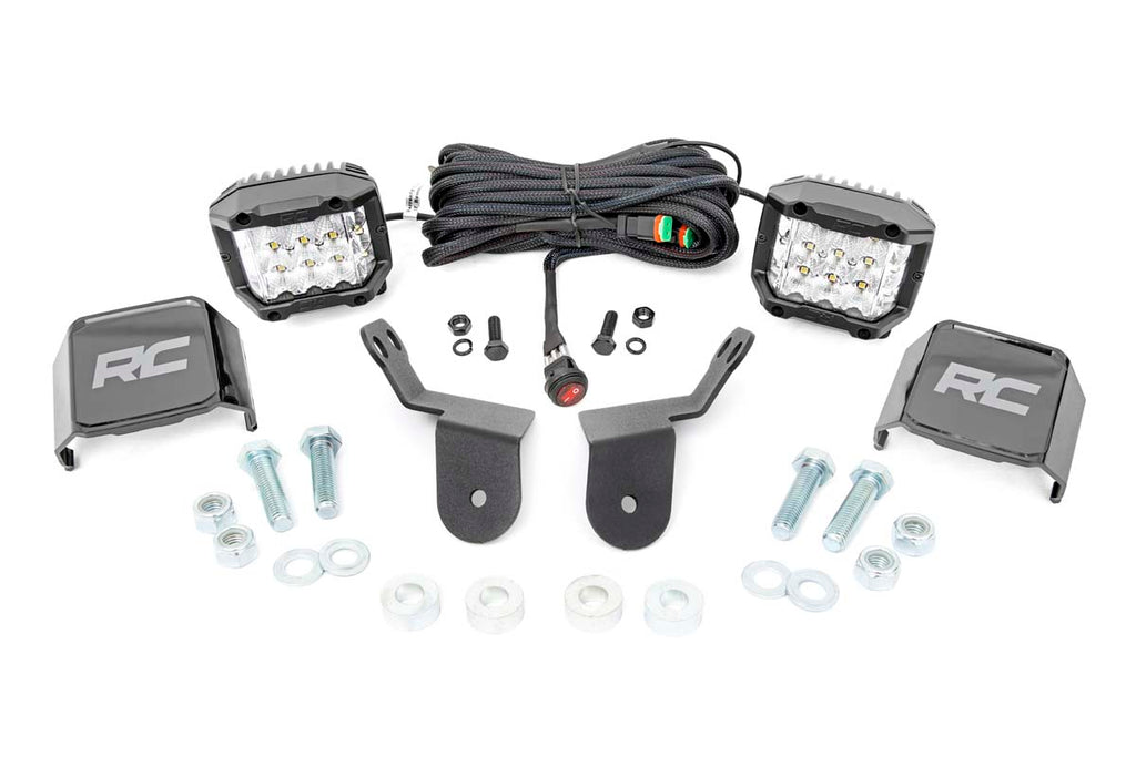LED Light Kit | Cage Mount | 2" Chrome Pair | Wide Angle | Honda Pioneer 1000 by Rough Country
