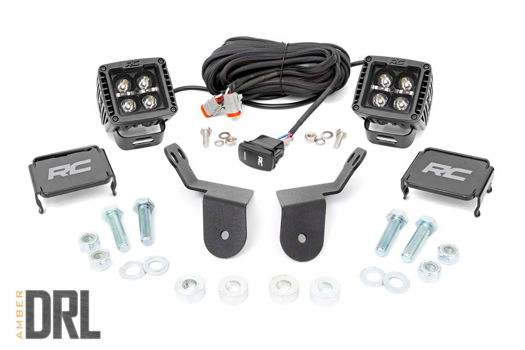 LED Light Kit | Cage Mount | 2" Black Pair | Amber DRL | Honda Pioneer 1000/Pioneer 1000-6 by Rough Country