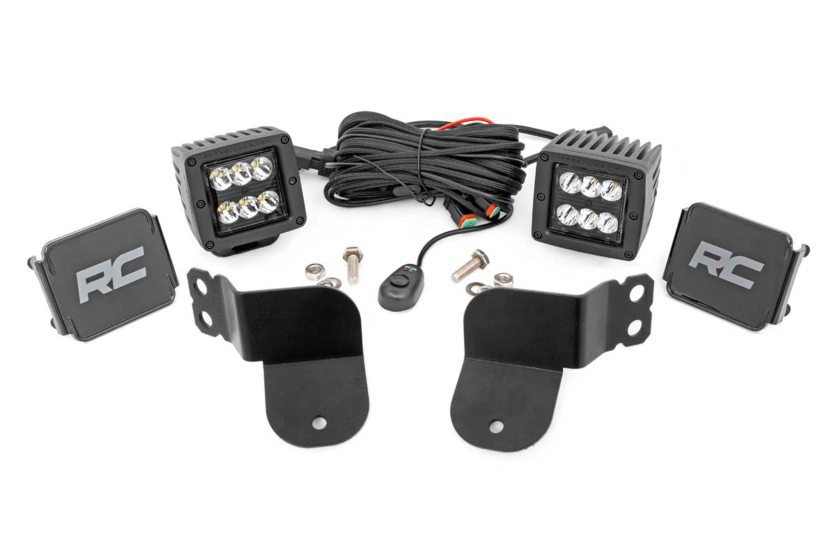 LED Light Kit | Cage Mount | 2" Black Pair | Spot | Polaris General XP 4 1000 by Rough Country
