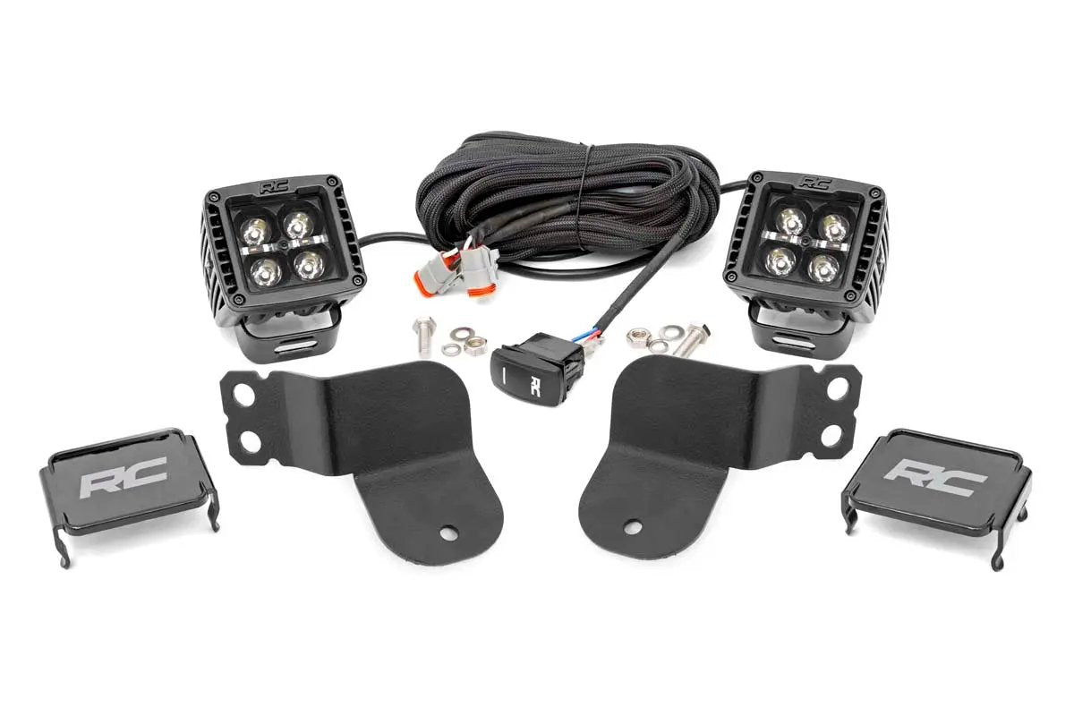 LED Light Kit | Cage Mount | 2" Black Pair | Amber DRL | Polaris General XP 4 1000 by Rough Country