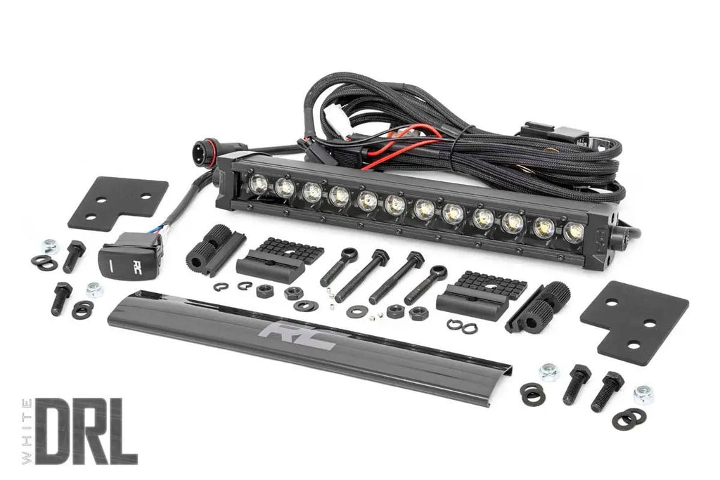 LED Light Kit | Bumper Mount | 12" Black Single Row | White DRL | Polaris Ranger XP 1000 by Rough Country