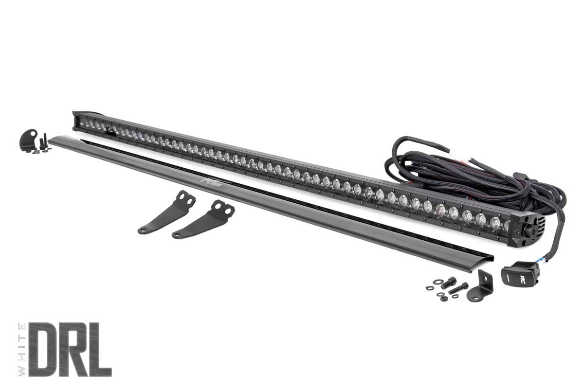LED Light Kit | Lower Windshield | 50" Black Single Row | White DRL | Polaris General XP 4 1000 by Rough Country