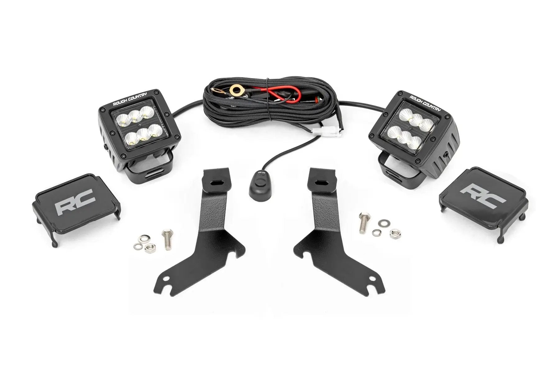 LED Light Kit | Ditch Mount | 2" Black Pair | Flood | Chevy Silverado 1500 (99-06)/Tahoe (00-06) by Rough Country