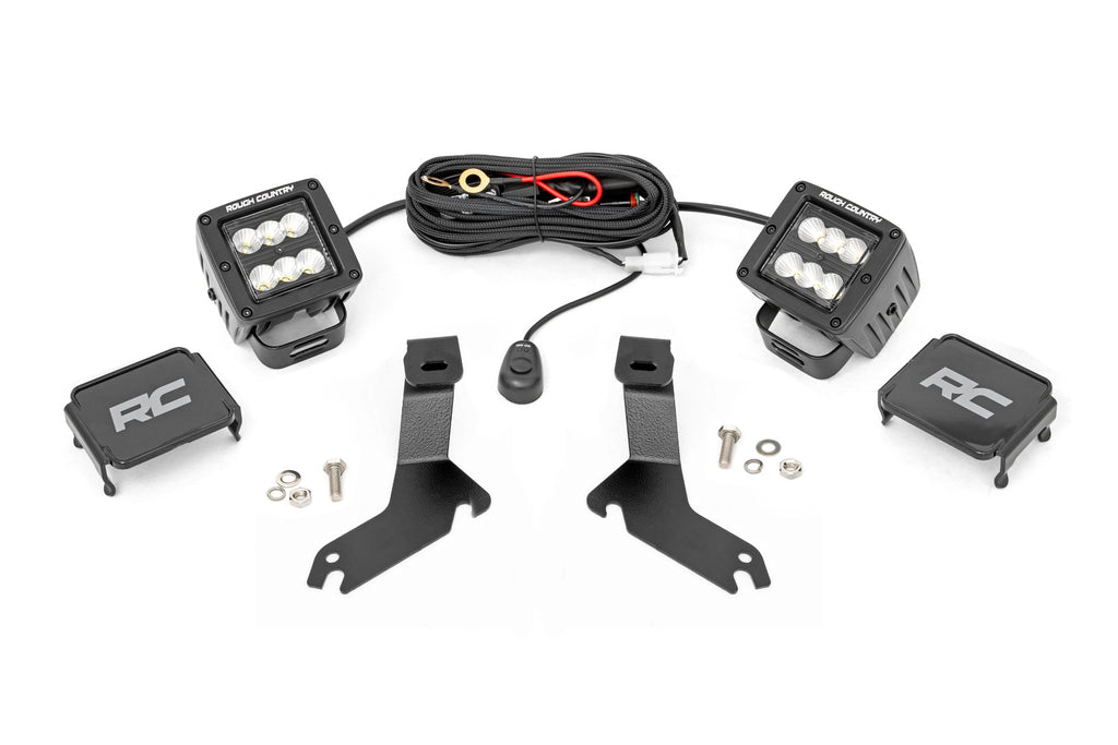 LED Light Kit | Ditch Mount | 2" Black Pair | Flood | Chevy Silverado 1500 (99-06)/Tahoe (00-06) by Rough Country