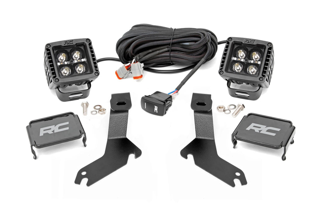 LED Light Kit | Ditch Mount | 2" Black Pair | White DRL | Chevy Silverado 1500 (99-06) by Rough Country