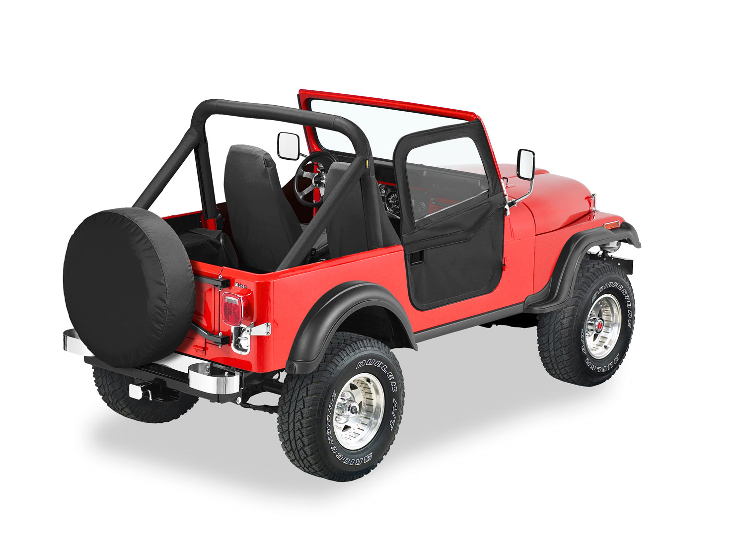 Full Fabric Doors - Jeep '76-86 CJ7 (Black Crush) by Bestop