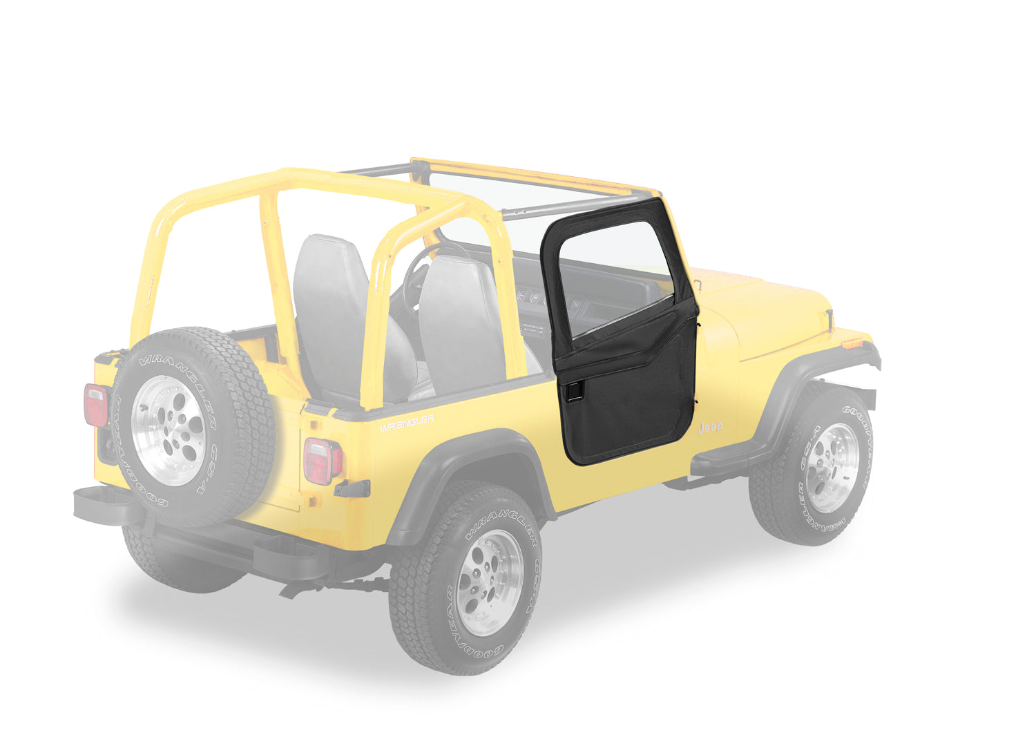 Full Fabric Doors - Jeep '80-86 CJ7 / '87-95 Wrangler YJ (Black Crush) by Bestop
