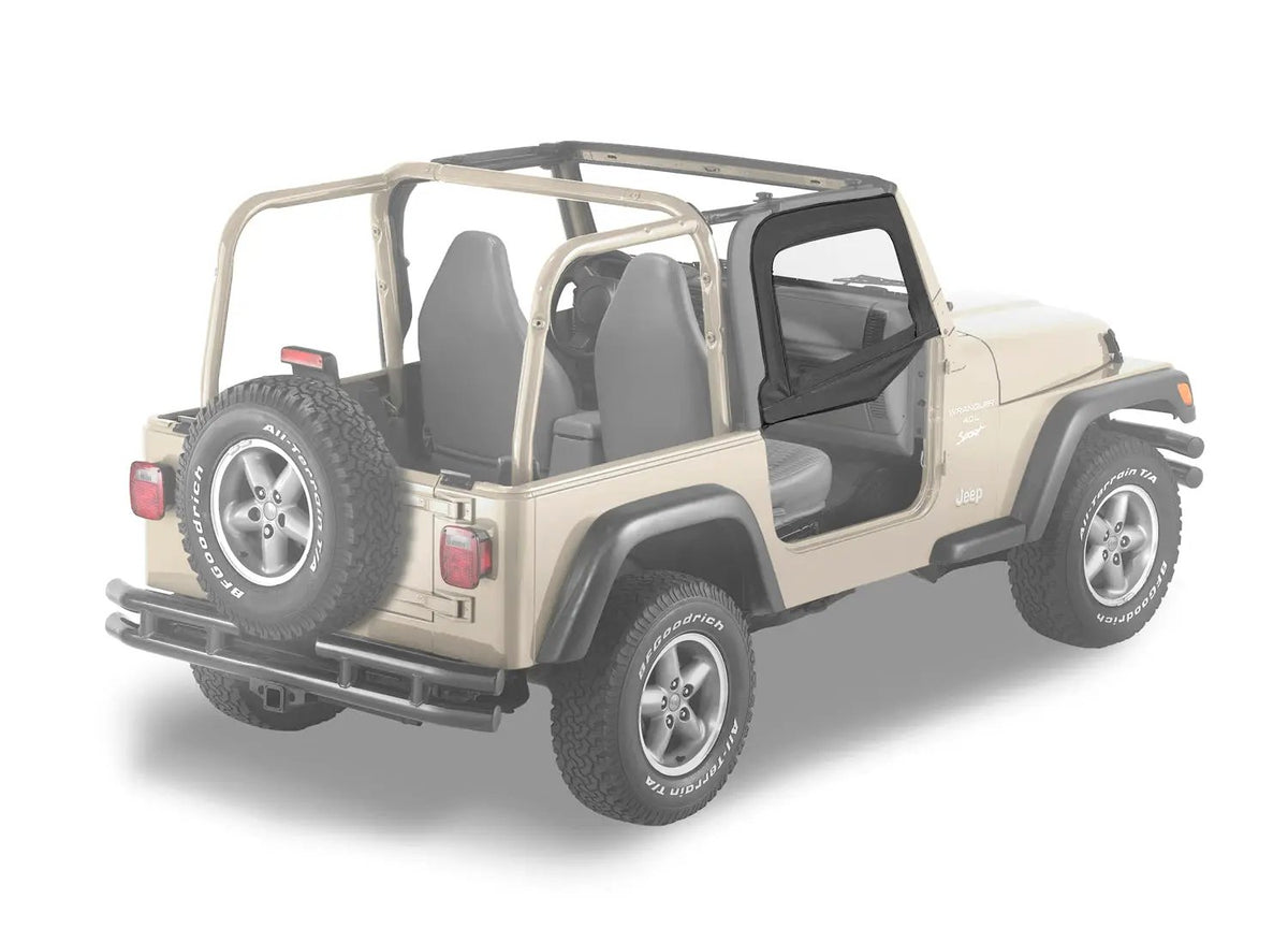 Upper Fabric Doors - Jeep '97-06 Wrangler TJ (Black Denim) by Bestop