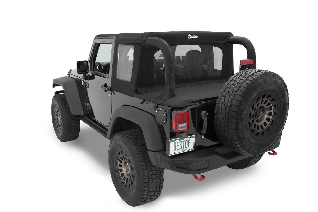 Halftop Soft Top - Jeep '07-18 Wrangler JK 2-Door (Premium Black Twill) by Bestop