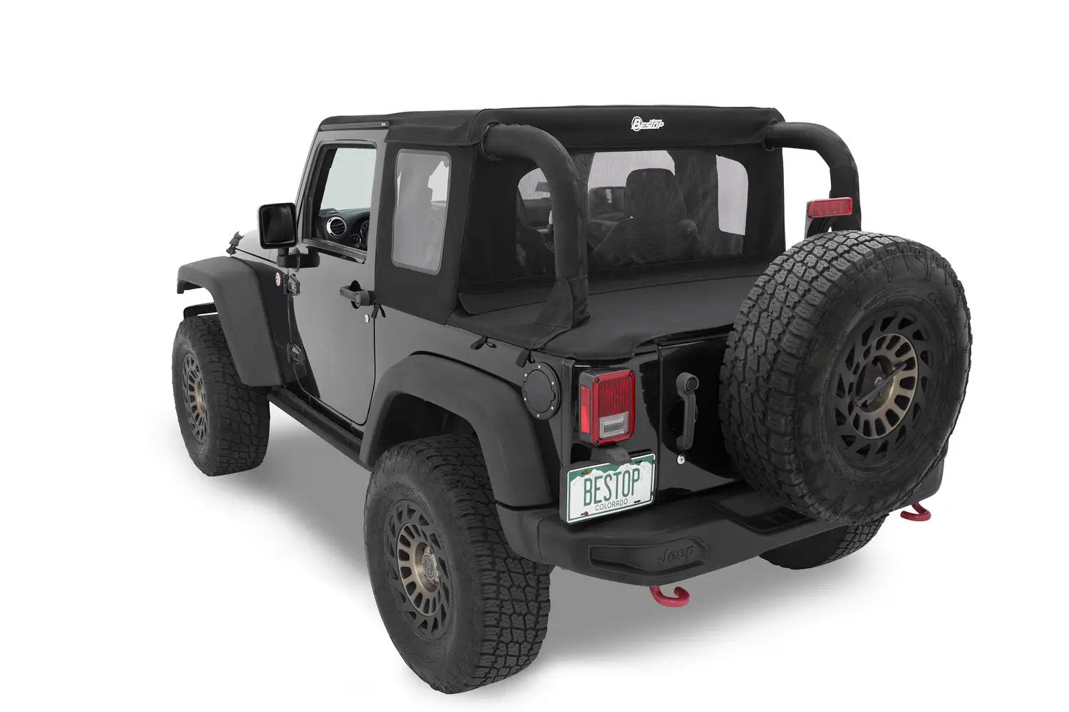 Halftop Soft Top - Jeep '07-18 Wrangler JK 2-Door (Premium Black Twill) by Bestop