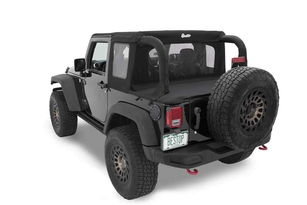 Halftop Soft Top - Jeep '07-18 Wrangler JK 2-Door (Premium Black Twill) by Bestop