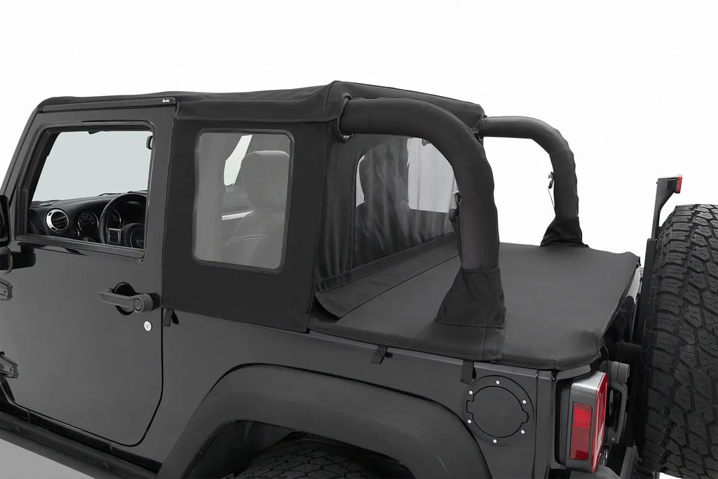 Halftop Soft Top - Jeep '07-18 Wrangler JK 2-Door (Premium Black Twill) by Bestop