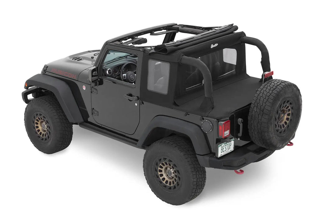Halftop Soft Top - Jeep '07-18 Wrangler JK 2-Door (Premium Black Twill) by Bestop